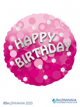 Balon Happy birthday roza bleščice