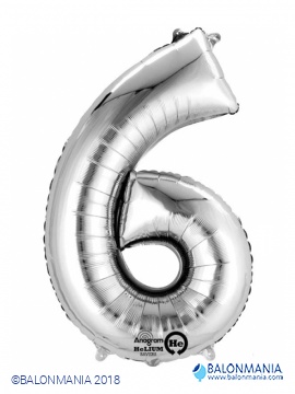 Balon 6 srebrni številka